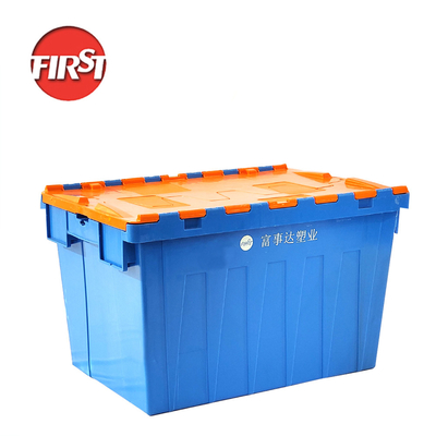 Mua Hộp rắn Bộ lưu trữ màu xanh Di chuyển Nắp lật Thùng nhựa Xếp chồng Thùng làm tổ 600 * 400 * 365mm sản xuất trực tuyến