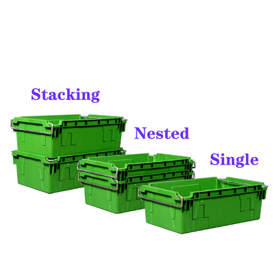 Mua 45L Stack And Nest Plastic Crate Turnover Di chuyển thùng chứa Nesting Plastic Crate với tay cầm sản xuất trực tuyến