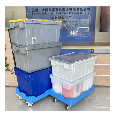 Mua Hộp nhựa có nắp và xếp chồng có nắp kích thước bên trong 550 * 370 * 350mm tái chế sản xuất trực tuyến
