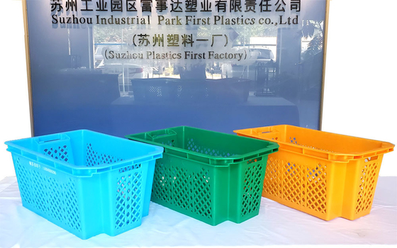 Mesh Nestable Crates doanh thu hộp nấm nhựa Stackable chuyển thùng