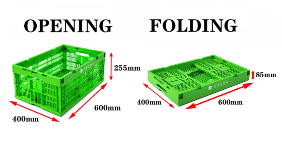 48 lít Lưu trữ hộp Tote nhựa xếp chồng hộp vận chuyển hộp rau gấp