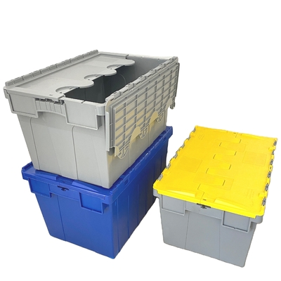 Thực phẩm nhựa đắp xếp hộp di chuyển thùng chứa với nắp để lưu trữ 600x400x315mm