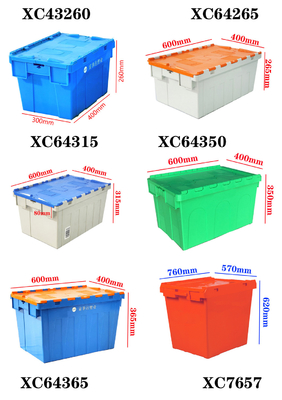 Thùng chứa với nắp đính kèm thùng không ổn định 600 * 400 * 315mm Thùng chứa hạng nặng với nắp đinh
